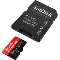 SanDisk 64GB Extreme Pro microSD UHS I Card for 4K Video on Smartphones, Action Cams Drones 200MB/s Read, 90MB/s Write, SDSQXCU 064G GN6MA, Red/Black