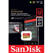 SanDisk 32GB Extreme microSD UHS-I U3 A2 100MB/s- SDSQXAF-032G-GN6MN