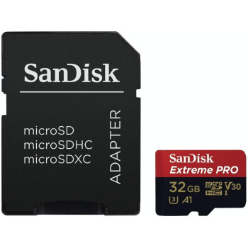 Sandisk Extreme Pro Microsdhc Memory Card Plus Sd Adapter Up To 100 Mb/S, Class 10, U3, V30, A1-32Gb Sdsqxcg-032G
