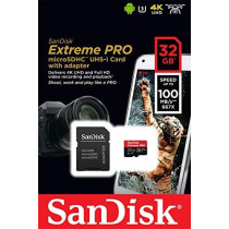 Sandisk Extreme Pro Microsdhc Memory Card Plus Sd Adapter Up To 100 Mb/S, Class 10, U3, V30, A1-32Gb Sdsqxcg-032G