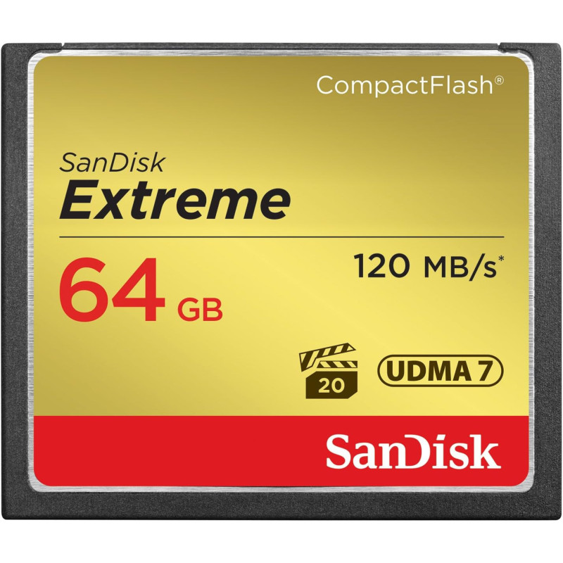 Sandisk Extreme 64 GB Udma7 Compactflash Card - Black/Gold, 64 GB