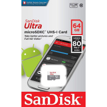 SanDisk Ultra UHS-I Class 10 microSDXC Card, 64 GB, SDSQUNS-064G-GN3MN
