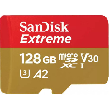 SanDisk Extreme microSD UHS I card for Gaming, A2 Certification for faster game loads, 190MB/s Read, 90MB/s Write SDSQXAA 128G GN6GN, Red/Gold, ham_n13_00121583, 128GB Gaming