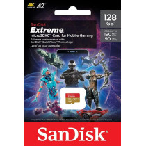 SanDisk Extreme microSD UHS I card for Gaming, A2 Certification for faster game loads, 190MB/s Read, 90MB/s Write SDSQXAA 128G GN6GN, Red/Gold, ham_n13_00121583, 128GB Gaming
