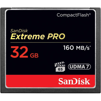 Sandisk Extreme Pro 32 Gb 160 Mb/S Compact Flash Memory Card - Black/Gold/Red