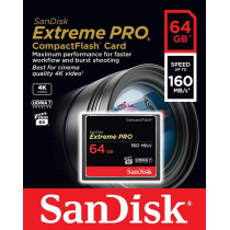 Sandisk Extreme Pro 64Gb Compact Flash Memory Card Udma 7 Speed Up To 160Mb/S - Sdcfxps-064G-X46, Black