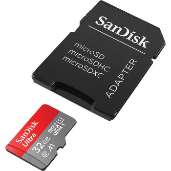 SanDisk 32GB Ultra microSDHC UHS-I Memory Card with Adapter - 98MB/s, C10, U1, Full HD, A1, Micro SD Card - SDSQUAR-032G-GN6MA