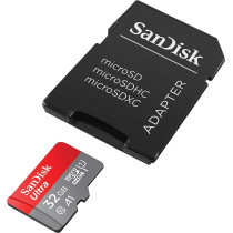 SanDisk 32GB Ultra microSDHC UHS-I Memory Card with Adapter - 98MB/s, C10, U1, Full HD, A1, Micro SD Card - SDSQUAR-032G-GN6MA