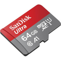 SanDisk 64GB Ultra microSDXC UHS-I Memory Card with Adapter - 100MB/s, C10, U1, Full HD, A1, Micro SD Card - SDSQUAR-064G-GN6MA