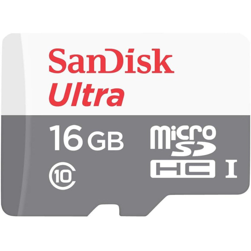 SanDisk 16 GB Ultra Android Class 10 MicroSDHC Memory Card, White, SDSQUNS-016G-GN3MN