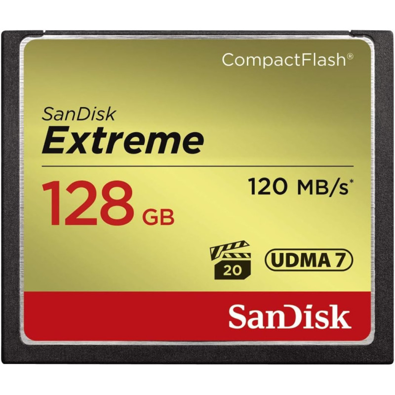 SanDisk Extreme 128 GB UDMA7 CompactFlash Card - Black/Gold
