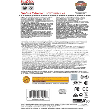 Sandisk Extreme Sdxc Card 128 Gb 150 Mb/S V30 Uhs-I U3 - Sdsdxv5-128G-Gncin