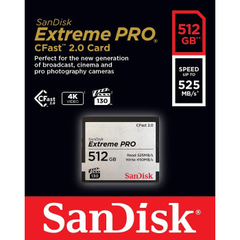 SanDisk SDCFSP 512G-G46D Extreme Pro 512GB CFast 2.0 Memory Card