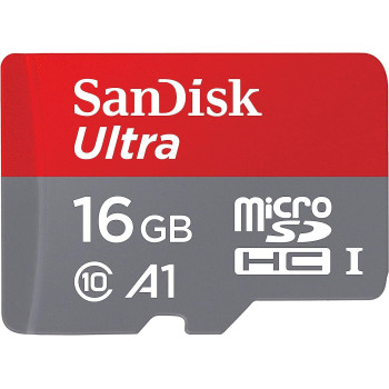 SanDisk Ultra 16GB microSDHC Memory Card + SD Adapter with A1 App Performance up to 98MB/s, Class 10, U1