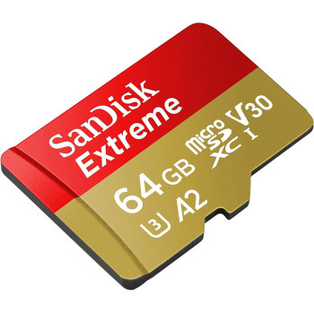 Sandisk 64Gb Extreme Microsdxc Uhs-I Memory Card With Adapter - C10, U3, V30, 4K, A2, Micro Sd - Sdsqxa2-064G-Gn6Ma