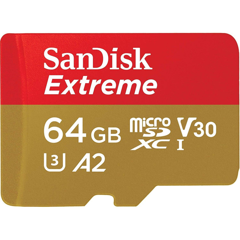 SanDisk 256GB Extreme microSDXC UHS-I Memory Card with Adapter - C10, U3, V30, 4K, A2, Micro SD - SDSQXA1-256G-GN6MA