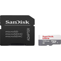 SanDisk 128GB Ultra microSDHC UHS I Card with Adapter 100MB/s SDSQUNR 128G GN3MA, Grey, SDSQUNR 128G GN3MA, Grey
