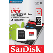 SanDisk Ultra Android micro SDXC UHS-I Speicherkarte 512 GB + Adapter (F¼r Smartphones und Tablets, A1, Class 10, U1, Full HD-Videos, bis zu 100 MB/s Lesegeschwindigkeit) 10 Jahre Garantie
