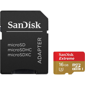 SanDisk Extreme 16 GB microSDHC Class 10 Memory Card up to 90 Mbps with U3 Ratings