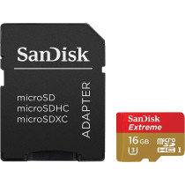 SanDisk Extreme 16 GB microSDHC Class 10 Memory Card up to 90 Mbps with U3 Ratings