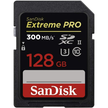 SanDisk Extreme PRO 128 GB up to 300MB/s UHS-II Class 10 U3 SDXC Memory Card, SDSDXPK-128G-GN4IN