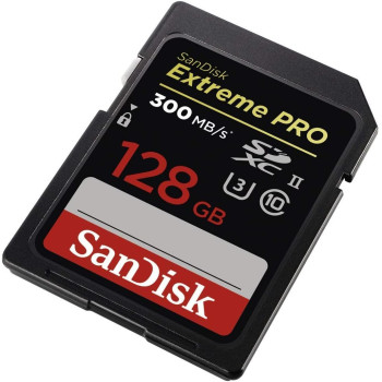SanDisk Extreme PRO 128 GB up to 300MB/s UHS-II Class 10 U3 SDXC Memory Card, SDSDXPK-128G-GN4IN