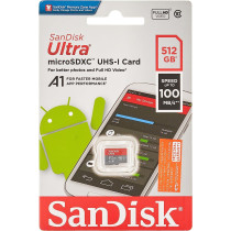 SanDisk 512GB Ultra microSDXC U1, C10, A1, UHS 1, 100MB/s R, 4x6, 10Y SDSQUAR 512G GN6MN, Black, SDSQUAR 512G GN6MN