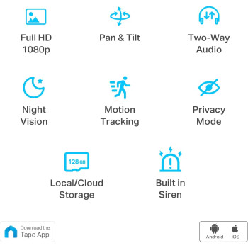 TP-Link Tapo Pan/Tilt Security Camera for Baby Monitor, Pet Camera w/Motion Detection, 1080P, 2-Way Audio, Night Vision, Cloud SD Card Storage, Works with Alexa Google Home (Tapo C200)