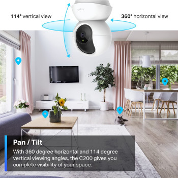 TP-Link Tapo Pan/Tilt Security Camera for Baby Monitor, Pet Camera w/Motion Detection, 1080P, 2-Way Audio, Night Vision, Cloud SD Card Storage, Works with Alexa Google Home (Tapo C200)