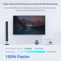 TP-Link AX3000 WiFi 6 Router 802.11ax Wireless Router, Gigabit, Dual Band Internet Router, Supports VPN Server and Client, OneMesh Compatible (Archer AX55)