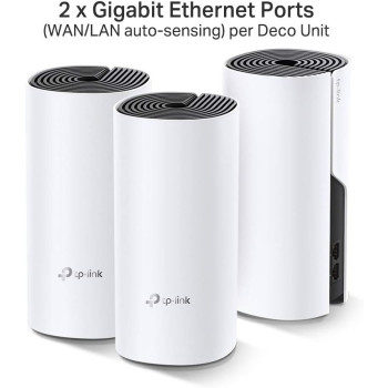 TP-Link Deco M4 Whole Home Mesh Wi-Fi System, Up to 4000 sq ft Coverage, Qualcomm CPU, Dual-Band AC1200 with Gigabit Ports, Compatible with Amazon Echo/Alexa, Parent Control, Pack of 3