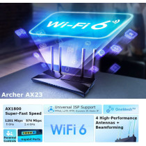 TP-Link Next-Gen Wi-Fi 6 AX1800 Mbps Gigabit Dual Band Wireless Router, OneMesh Supported, Dual-Core CPU, Ideal for Gaming Xbox/PS4/Steam, Plug and Play (Archer AX23)