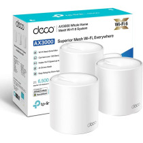TP-Link Deco X50 AX3000 Whole Home AI-Driven Mesh Wi-Fi 6 System, Dual-Band with Gigabit Ports, Coverage up to 6,500 ft2, Connect up to 150 devices, 1 GHz Dual-Core CPU, HomeShield Security, Pack of 3