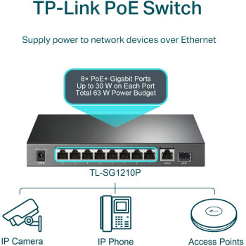 TP-Link 8 Port Gigabit Ethernet Network Switch 8 Port PoE+ TL-SG1210P