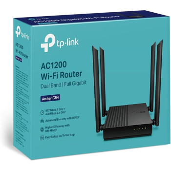TP-Link AC1200 Dual-Band Gigabit Wi-Fi Router, Wi-Fi Speed up to 1200 Mbps, 4 Gbps LAN Ports, Advanced security with WPA3, with MU-MIMO, Beamforming Smart Connect