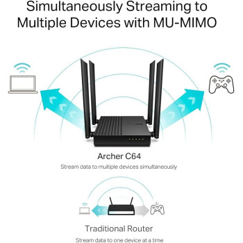 TP-Link AC1200 Dual-Band Gigabit Wi-Fi Router, Wi-Fi Speed up to 1200 Mbps, 4 Gbps LAN Ports, Advanced security with WPA3, with MU-MIMO, Beamforming Smart Connect