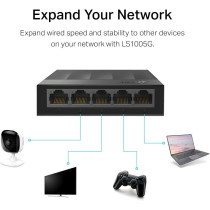 Tp-Link Litewave 5 Port Gigabit Ethernet Switch, Desktop Ethernet Splitter, Plastic Case, Unshielded Network Switch, Plug Play, Fanless Quiet, Unmanaged (Ls1005G)