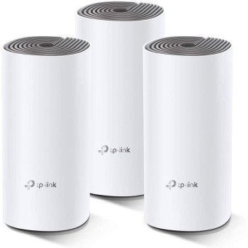 TP-Link Deco E4 Whole Home Mesh Wi-Fi System, Seamless and Speedy (AC1200), 2 100Mbps Ethernet Ports, Work with Amazon Echo/Alexa, Router and WiFi Booster Replacement, Parent Control, Pack of 3