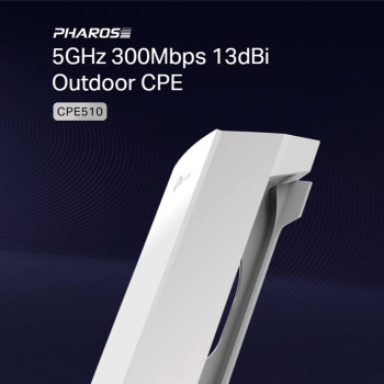 TP-Link CPE510 5GHz 300Mbps Long Range Outdoor CPE for PtP and PtMP Transmission, Point to Point Wireless Bridge, 13dBi, 15km+, Passive PoE Powered with Free PoE Injector, Pharos Control