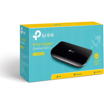 TP-Link 8 Port Gigabit Ethernet Network Switch, Plug and Play, Desktop or Wall-Mount, Plastic Case Ethernet Splitter, Fanless, Traffic Optimization, Unmanaged (TL-SG1008D)