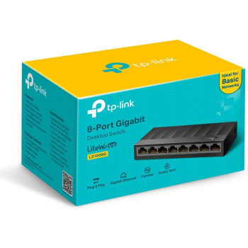 TP-Link Litewave 8 Port Gigabit Ethernet Switch, Desktop Ethernet Splitter, Plastic Case, Unshielded Network Switch, Plug Play, Fanless Quiet, Unmanaged (LS1008G)