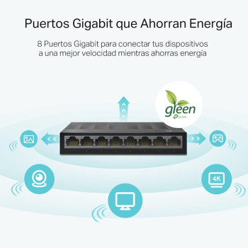 TP-Link Litewave 8 Port Gigabit Ethernet Switch, Desktop Ethernet Splitter, Plastic Case, Unshielded Network Switch, Plug Play, Fanless Quiet, Unmanaged (LS1008G)