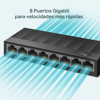 TP-Link Litewave 8 Port Gigabit Ethernet Switch, Desktop Ethernet Splitter, Plastic Case, Unshielded Network Switch, Plug Play, Fanless Quiet, Unmanaged (LS1008G)
