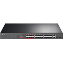 TP-Link 24 Port 10/100Mbps Fast Ethernet PoE Switch 24 PoE+ Ports @250W, w/ 2 Uplink Gigabit Ports + 2 Combo SFP Slots Limited Lifetime Protection Extend Mode Priority Mode (TL-SL1226P)