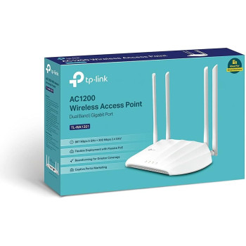 TP-Link TL-WA1201 AC1200 Wireless Gigabit Access Point, Desktop WiFi Bridge, MU-MIMO Beamforming, Supports AP/Multi-SSID/Client/RE Mode, 4 External Antennas, Passive PoE W/Free PoE Injector