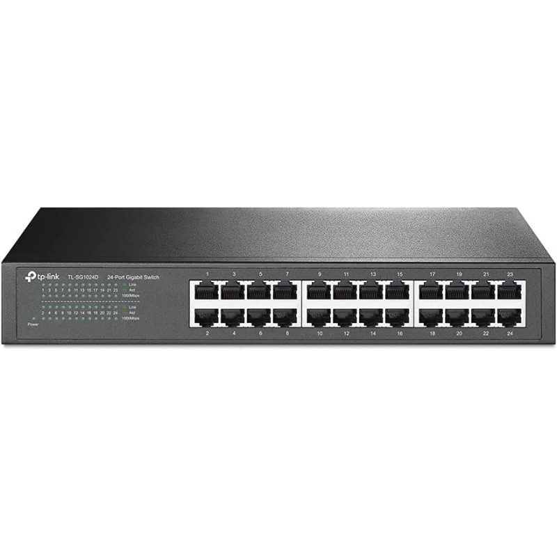 TP Link TL SG1024D 24 Port Gigabit Desktop/Rackmount Switch, Plug and Play, Auto MDI/MDIX, Auto Negotiation, Energy Efficient Technology, grey, TL-SG1024D(UK), TL-SG1024D