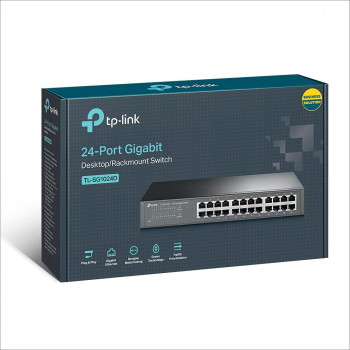 TP Link TL SG1024D 24 Port Gigabit Desktop/Rackmount Switch, Plug and Play, Auto MDI/MDIX, Auto Negotiation, Energy Efficient Technology, grey, TL-SG1024D(UK), TL-SG1024D