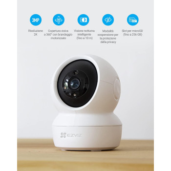 Ezviz C6N Security Camera, 2K WiFi Indoor Home Baby Pet Monitor With Smart Motion Tracking, Excellent Picture, 8X Digital Zoom, Night Vision, Two-Way Audio, H.265, Works Alexa
