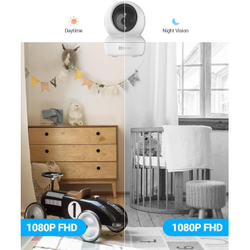 Ezviz c6n, 1080p wifi smart home security camera, intelligent surveillance camera with night vision, tracking, two-way audio, white