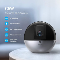 Ezviz C6W 4Mp Wifi Smart Home Indoor Security Camera Auto-Zoom Montion Tracking Human Detection 360 Degree Night Vision Privacy Shutter Two-Way Talk Instant Alarm With App Control Works With Alexa
